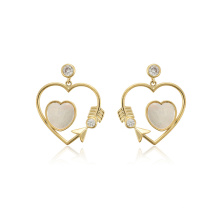 E-719 xuping fashion Boucles d&#39;oreilles pendantes en zircon synthétiques en forme de coeur en forme de coeur avec de la couleur d&#39;or 14k